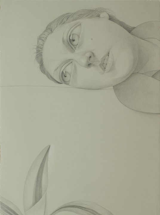Marcy with Plant, 2012, Graphite on paper, 30 x 22 x 1.50 inches