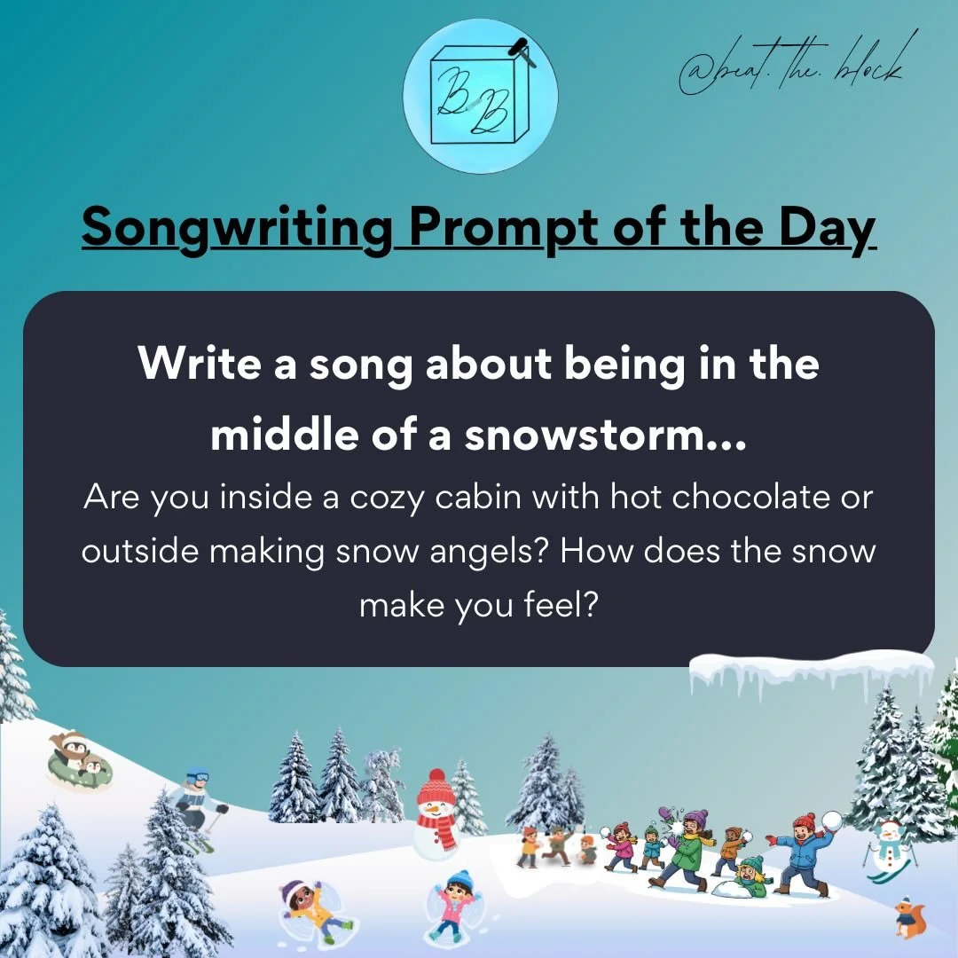 SONGWRITING PROMPT no. 39🌫️❄️🌨️

BEAT THE BLOCK IS BACK 🩵

#songwriting #songwriter #writingprompt #songwritingprompt