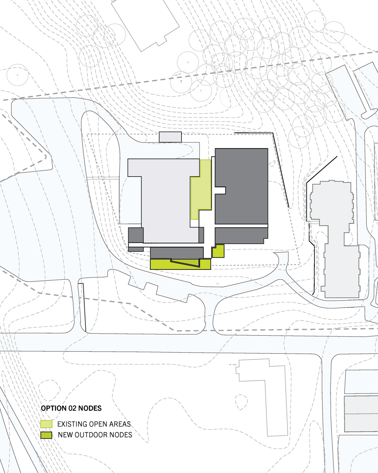 Through strategic landscaping and sustainable design principles, the new campus transforms outdoor areas into hubs of activity and connection. These spaces not only enhance the campus aesthetic but also promote environmental stewardship and well-bein
