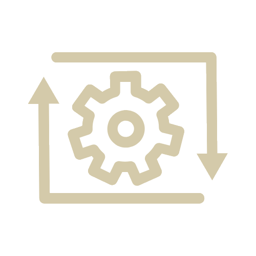 Gear icon representing emotional processing, trauma recovery, and lasting healing