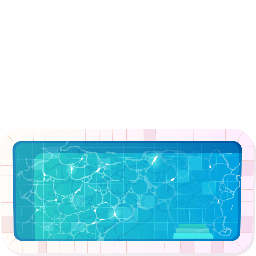 Illustration of a swimming pool with clear blue water and tiled edges.