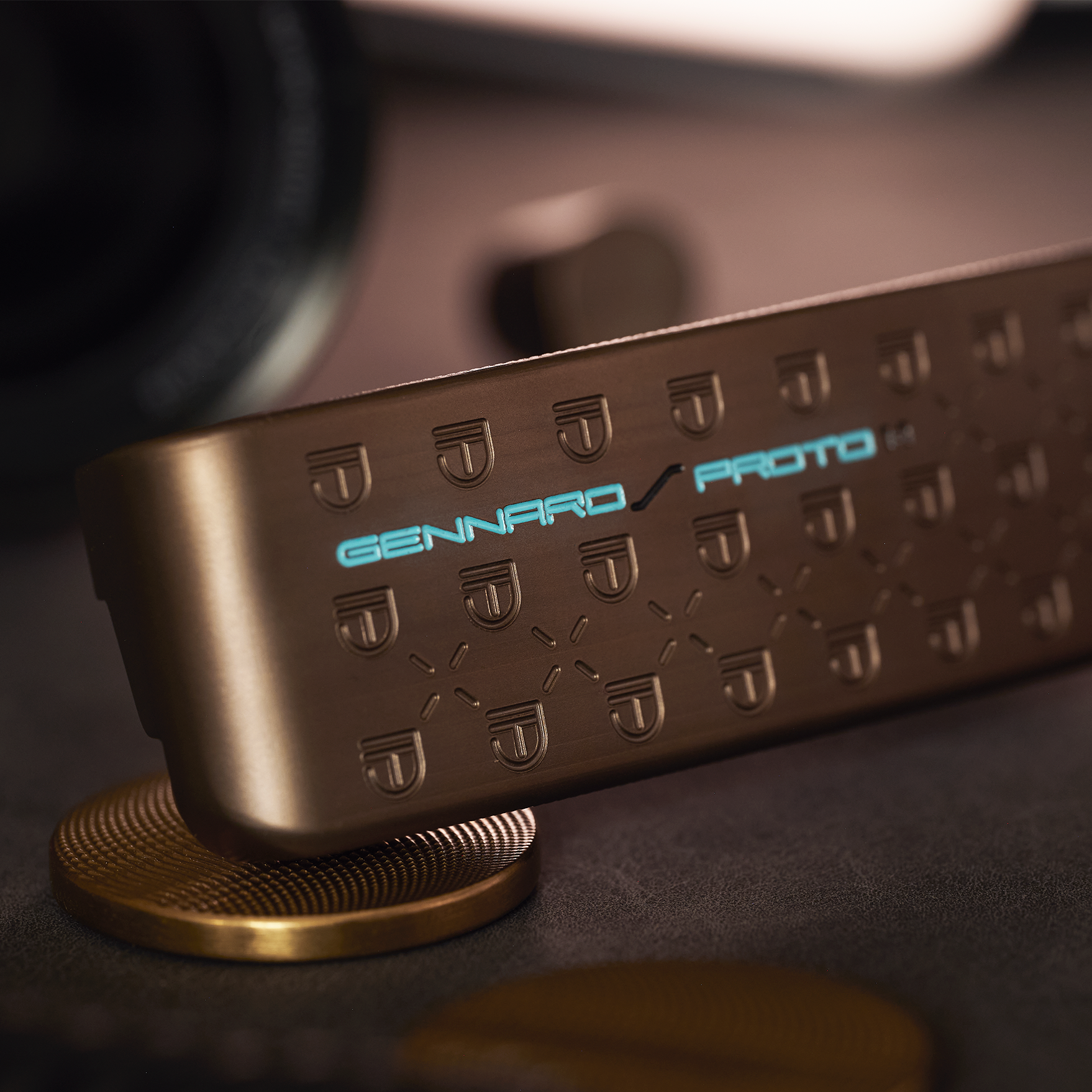 Legacy Goods milled custom putter with torched finish and hand painted inlay. Created by Jonathan Tenkely.