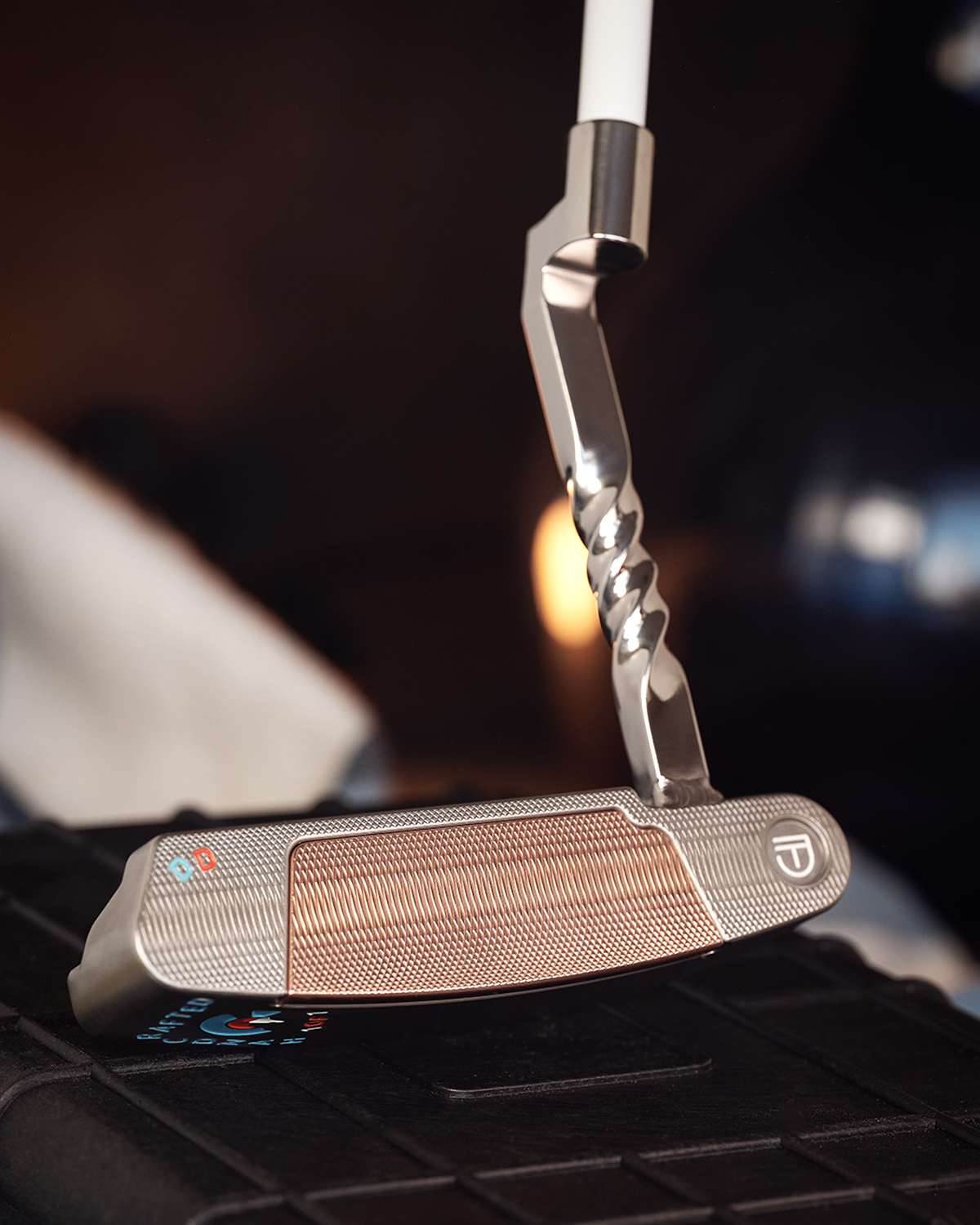 Legacy Goods milled long neck putter with stainless steel finish and copper face insert created by Jonathan Tenkely.