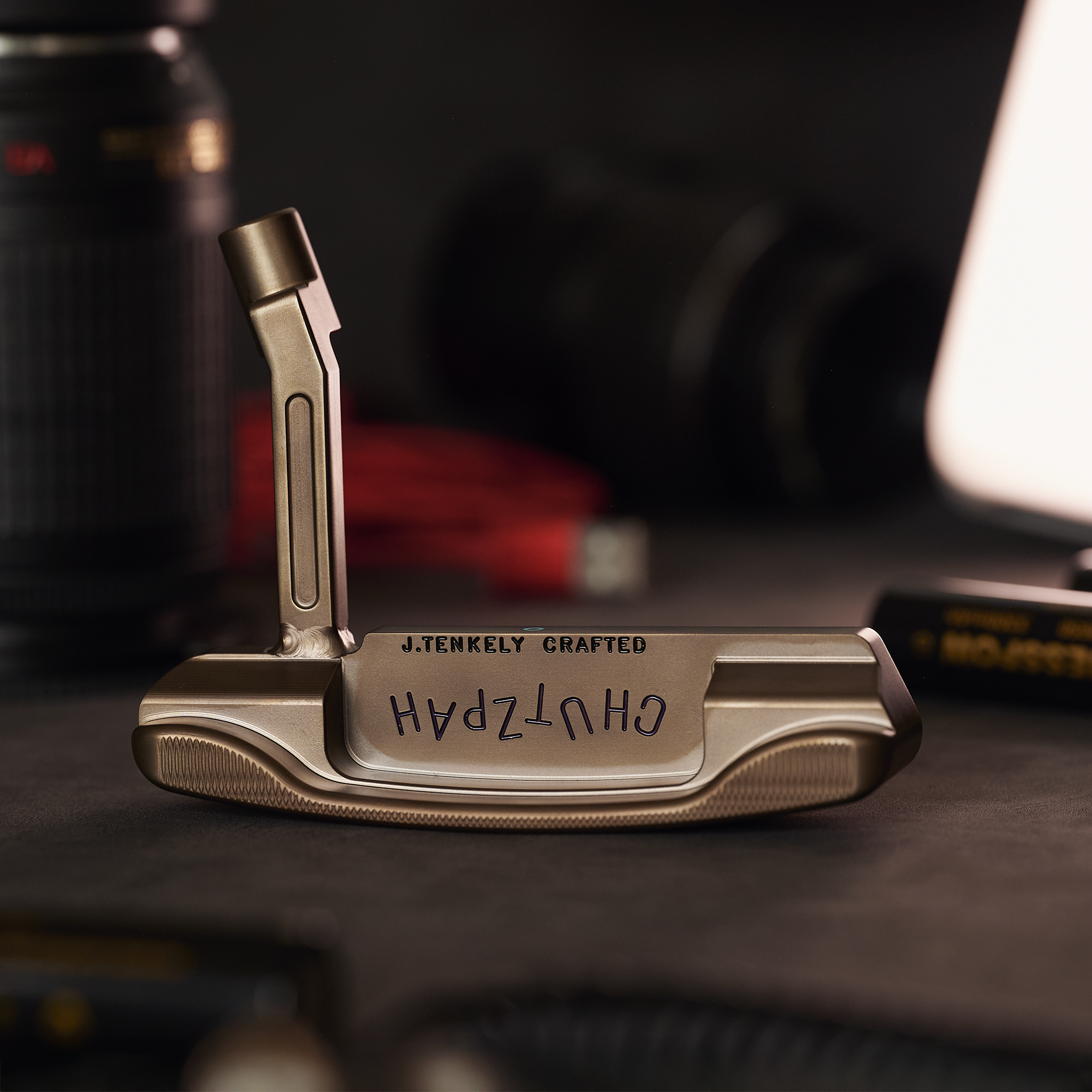 Legacy Goods milled custom putter with torched finish and hand painted inlay. Created by Jonathan Tenkely.