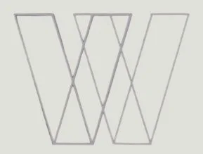 A large, outlined letter W with a smaller, outlined W inside it, both in gray on a light background.