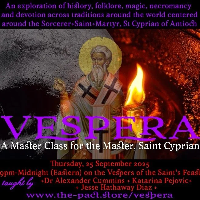 Vespera- A Master Class for the Master, Saint Cyprian

Join three Cyprianic scholars&ndash;Dr. Alexander Cummings, Katarina Pejovic, and Jesse Hathaway Diaz&ndash;in honoring the vespers of the Feast of the Saints Cyprian and Justina in a three hour 