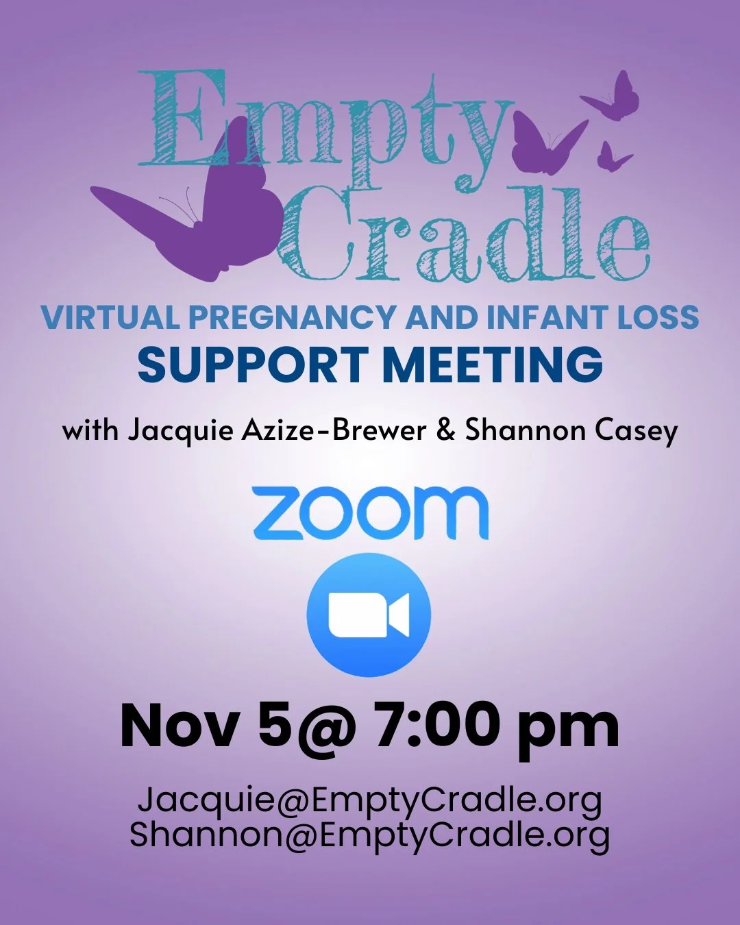Join us this Wednesday, November 3 at 7:00 pm PT for a Virtual Support Meeting via Zoom. The meeting will be facilitated by Jacquie Azize-Brewer and Shannon Casey. #SupportMeetings
Meeting ID: 318 813 9720
The password will be posted in our private F