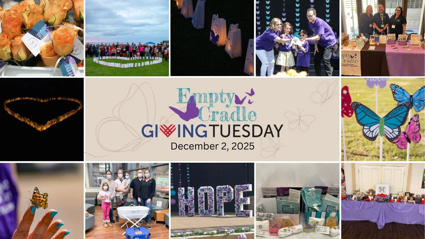 🍁 Join us for GIVING TUESDAY and our SEASON OF GIVING! 🍁
Empty Cradle is run entirely by volunteers, and we rely on private donations to sustain all of our free support programs for grieving families. Like many nonprofits, we&rsquo;ve experienced a