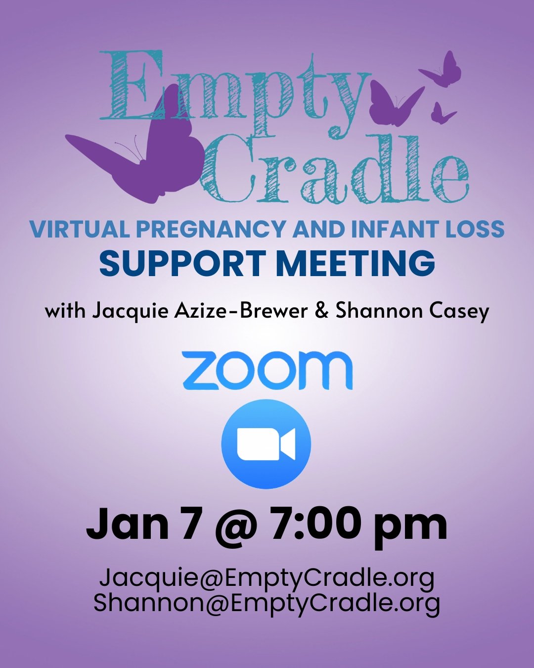 Join us this Wednesday, January 7 at 7:00 pm PT for a Virtual Support Meeting via Zoom. The meeting will be facilitated by Jacquie Azize-Brewer and Shannon Casey. #SupportMeetings
Meeting ID: 318 813 9720
The password will be posted in our private Fa