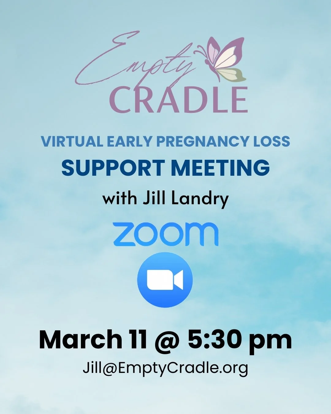 Join us March 11 at 5:30 pm PT for a Virtual Early Pregnancy Loss Support Meeting via Zoom. This meeting is for parents who have experienced the loss of a baby before 20 weeks. The meeting will be facilitated by Jill Landry. #SupportMeetings
Meeting 