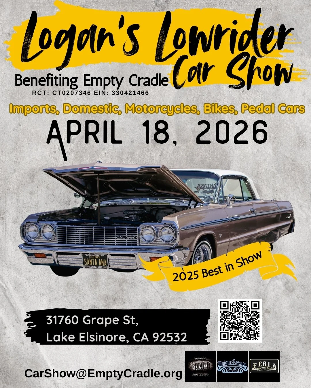🌟Join us for the 2nd Annual Logan&rsquo;s Lowrider Benefit Car Show! Cruise in, show off your ride, and connect with fellow enthusiasts&mdash;all while supporting a meaningful cause. Proceeds from this event benefit Empty Cradle, helping bereaved fa