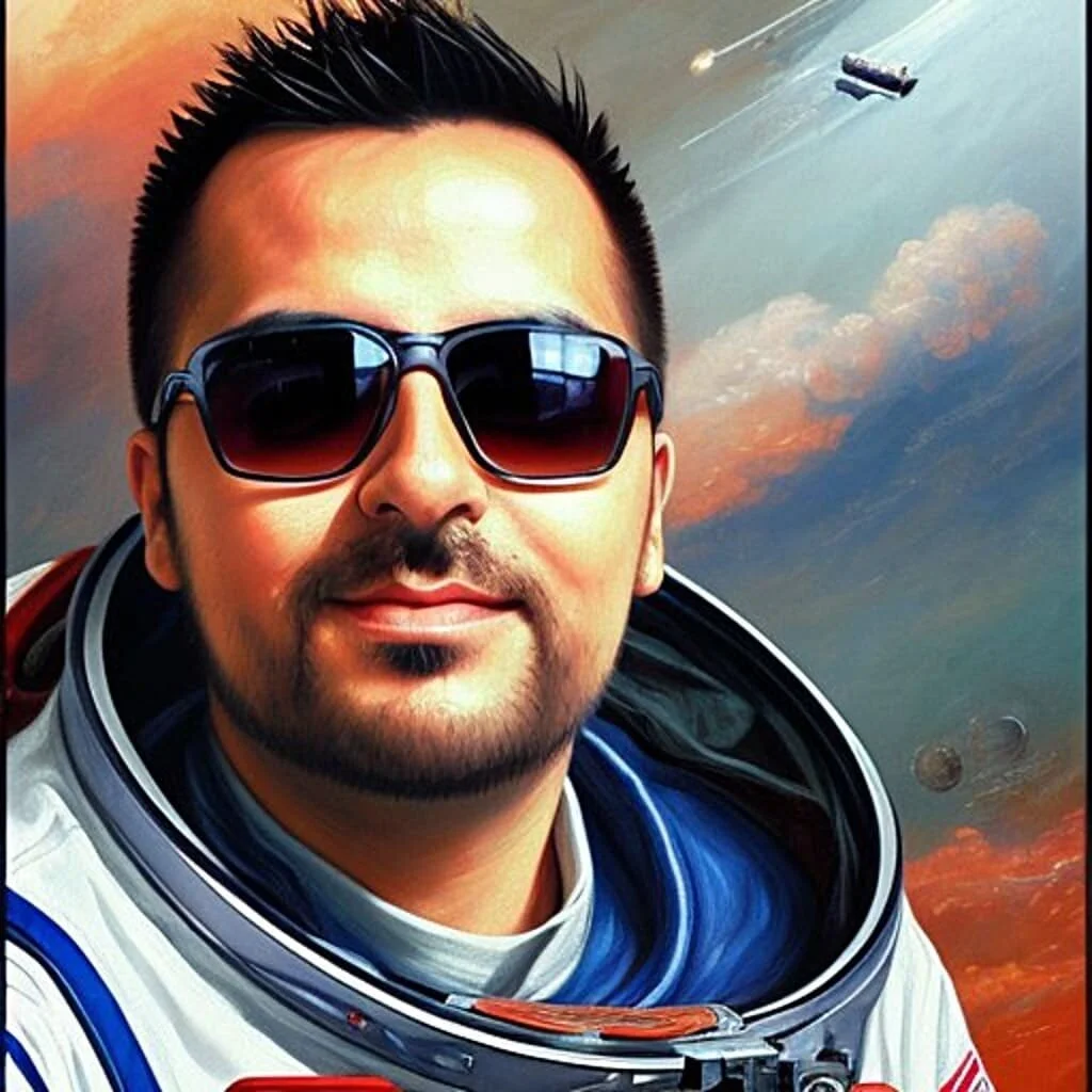 Aqu&iacute; o en Jupiter, no pierdo el estilo! Jaja 😎
‐----------------
Whether it is here or in Jupiter, I never lose my swag... lol 😎 

 #aiart #ai #nasa  #artificialintelligence #astronaut #portrait #art