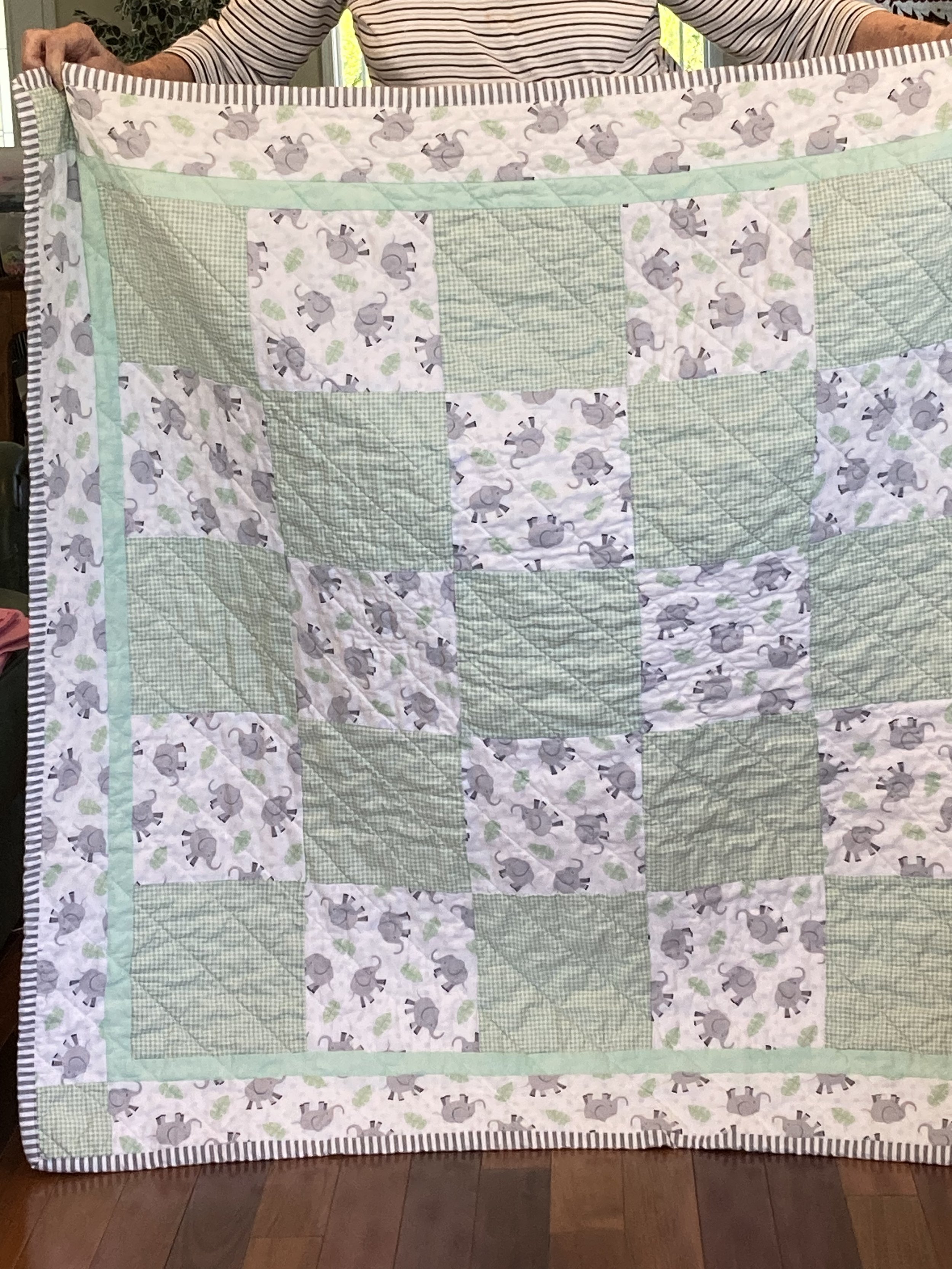 Green and Gray Elephants 46" x 46"