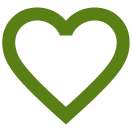 Green outline of a heart