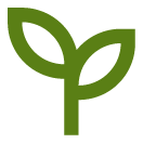 Simple green icon of a sprouting plant with two leaves.