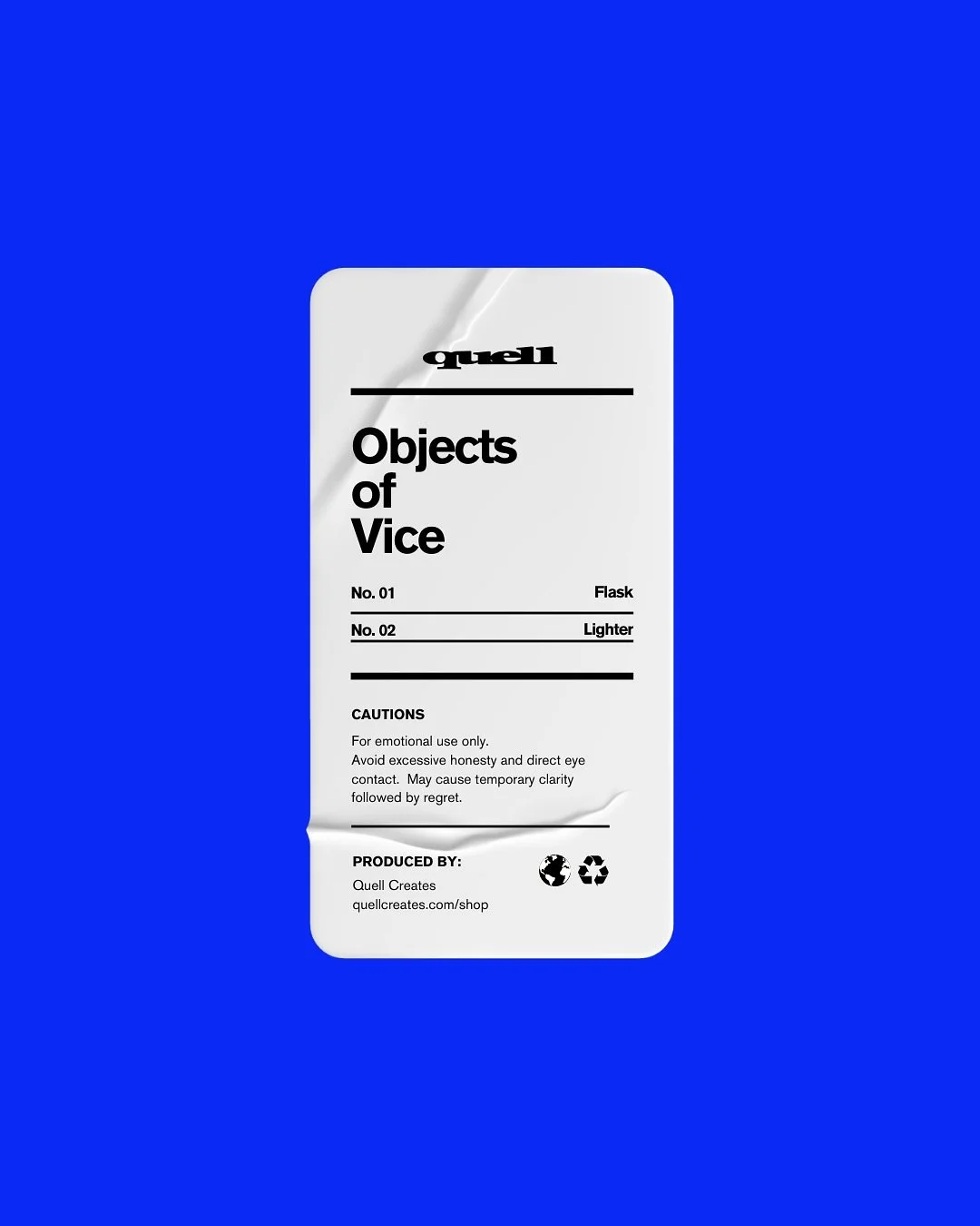 objects of vice now on quellcreates.com/shop.
