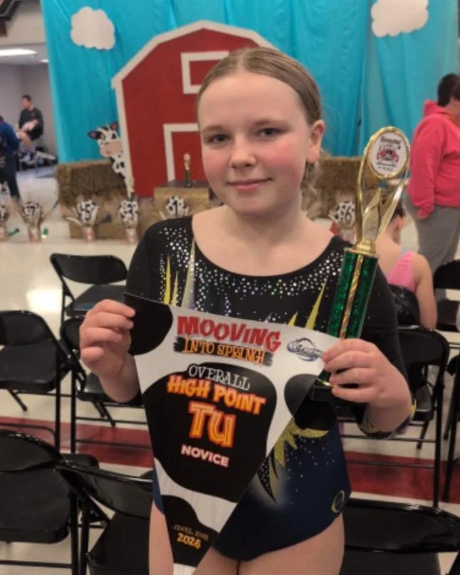 Congrats to Alayna for getting the high point award for tumbling!