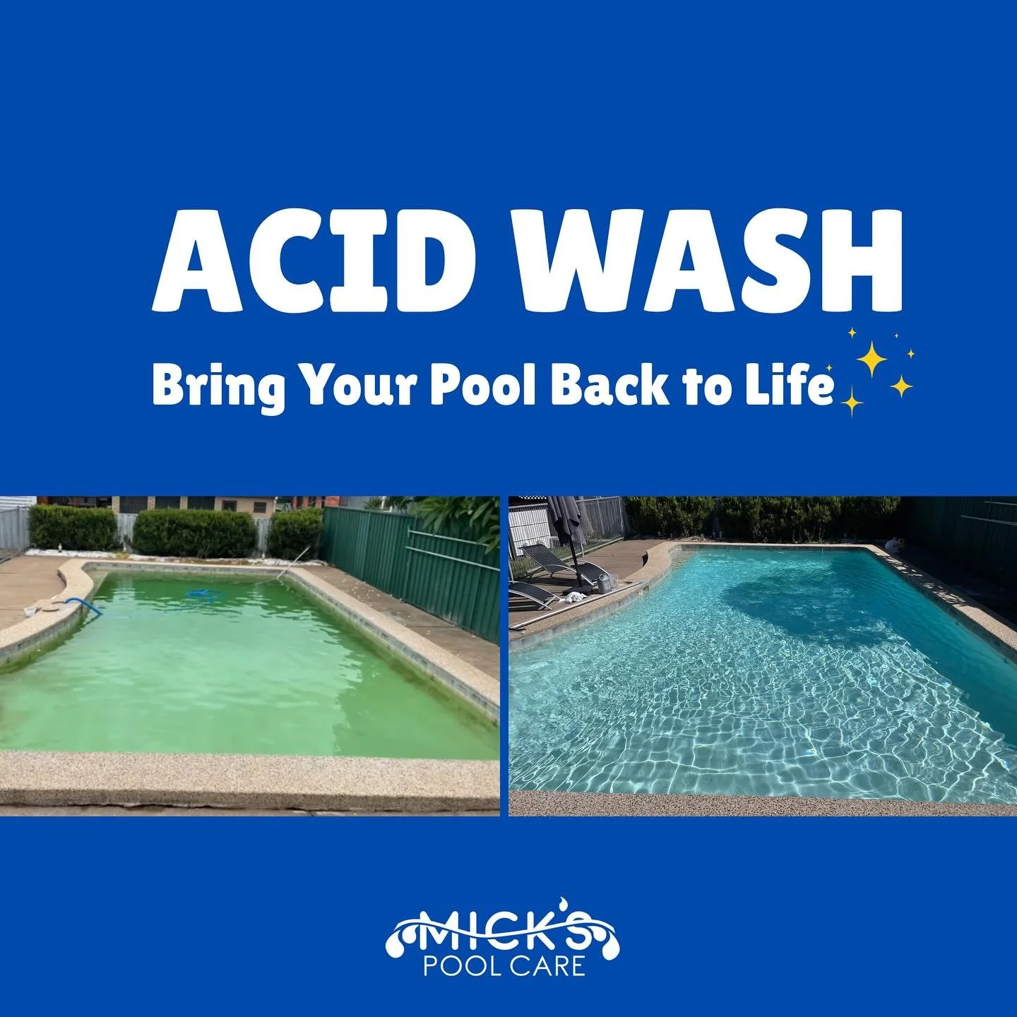 💧 Acid Wash 101!
Not all pools are created equal &mdash; and acid washing is a specialist job made only for concrete pools 👇

If your pool is looking tired, stained or has that stubborn algae that just won&rsquo;t quit&hellip; an acid wash can brin
