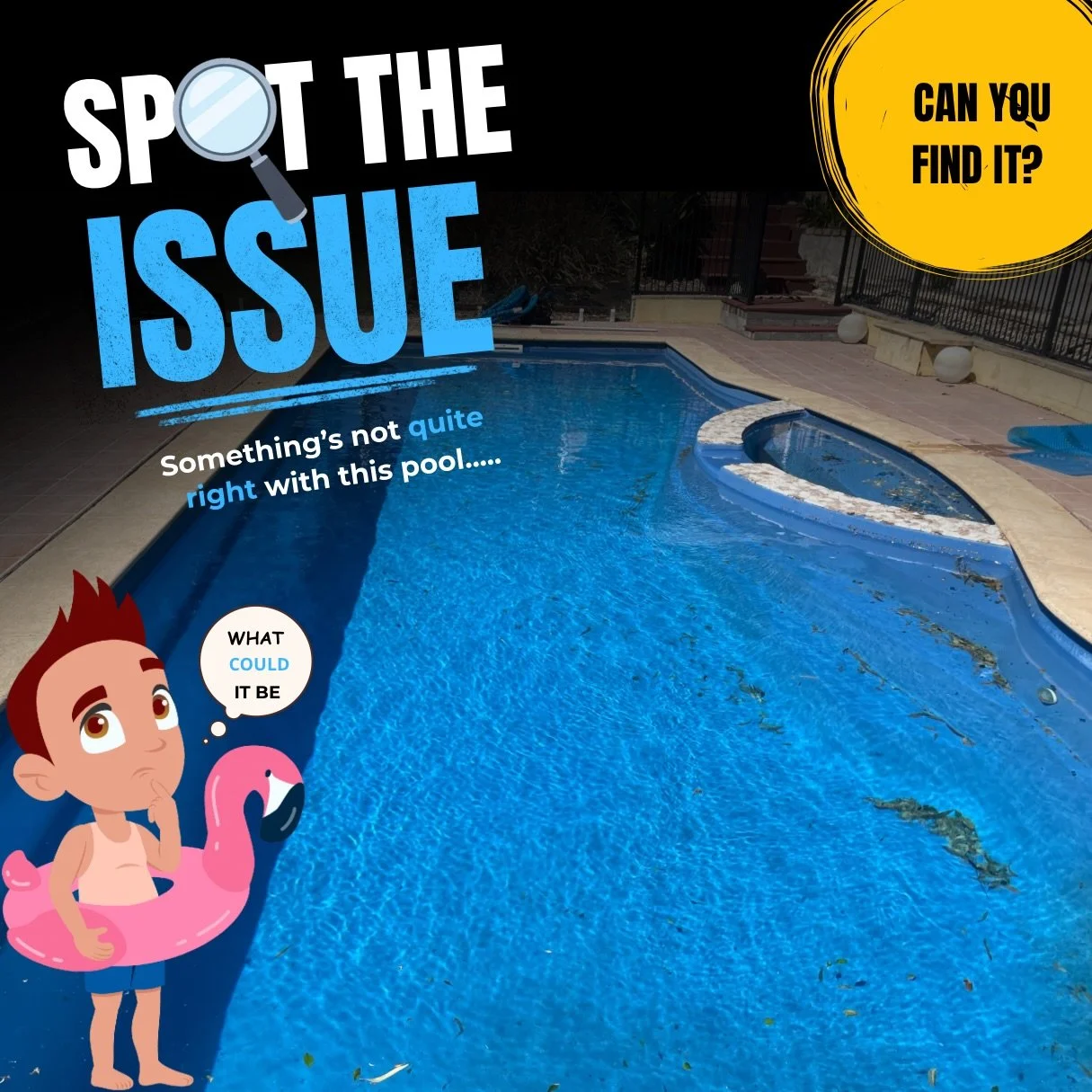 Spot the issue 👀
What you can see is only the beginning of what&rsquo;s happening in your pool.

#poolservice
#poolmaintenance
#swimmingpool
#poolcare
#cleanpool