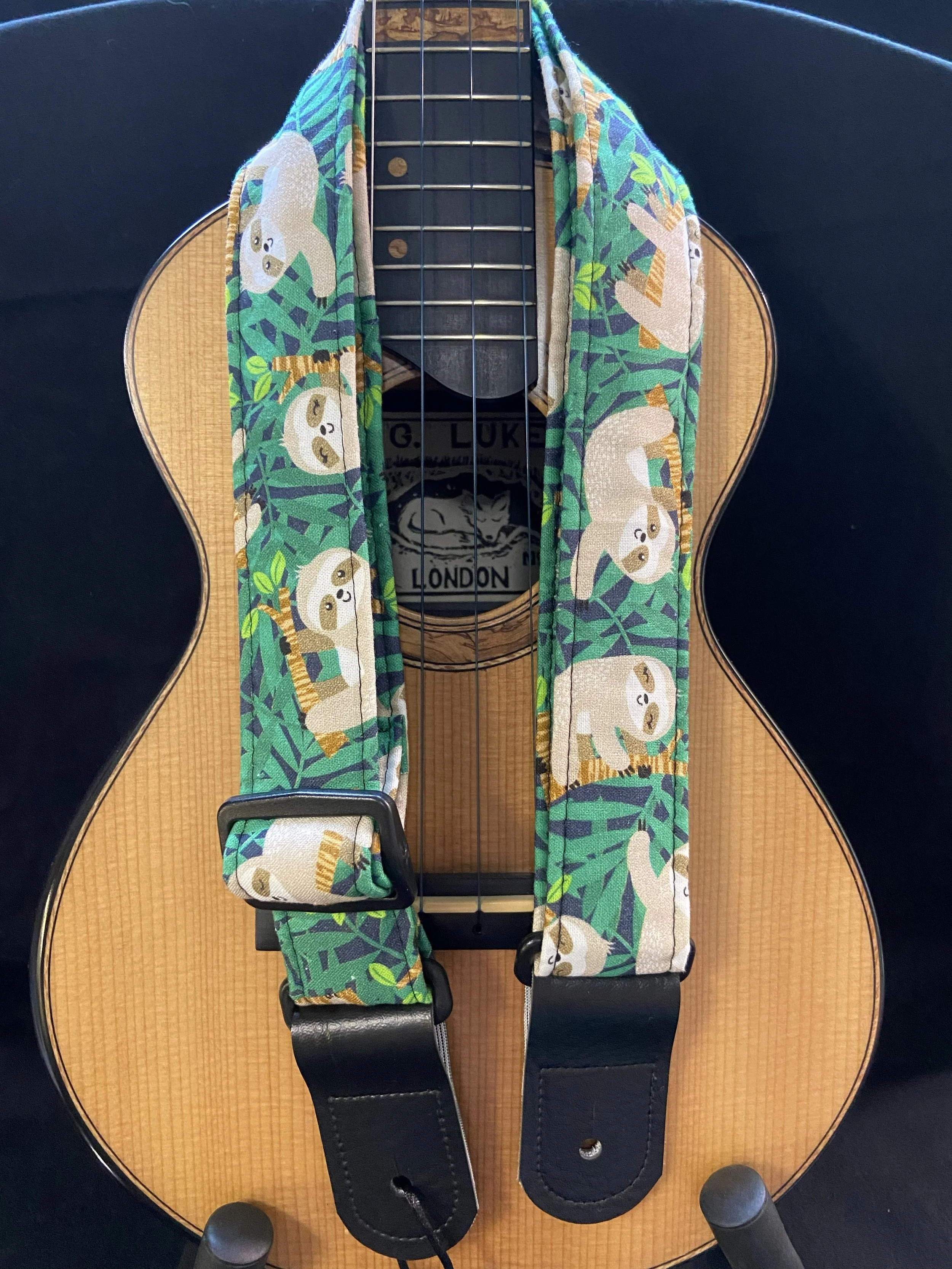 QuiltandUkuleles Sloths Ukulele strap