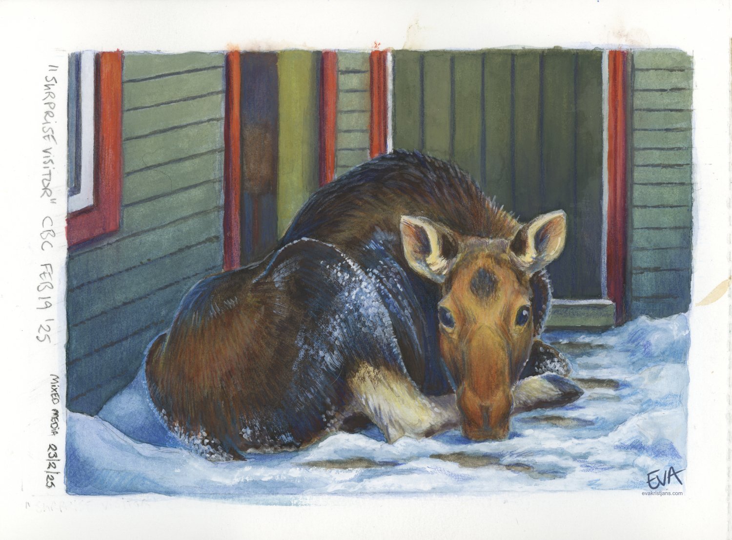 Mixed media - Moose Visitor