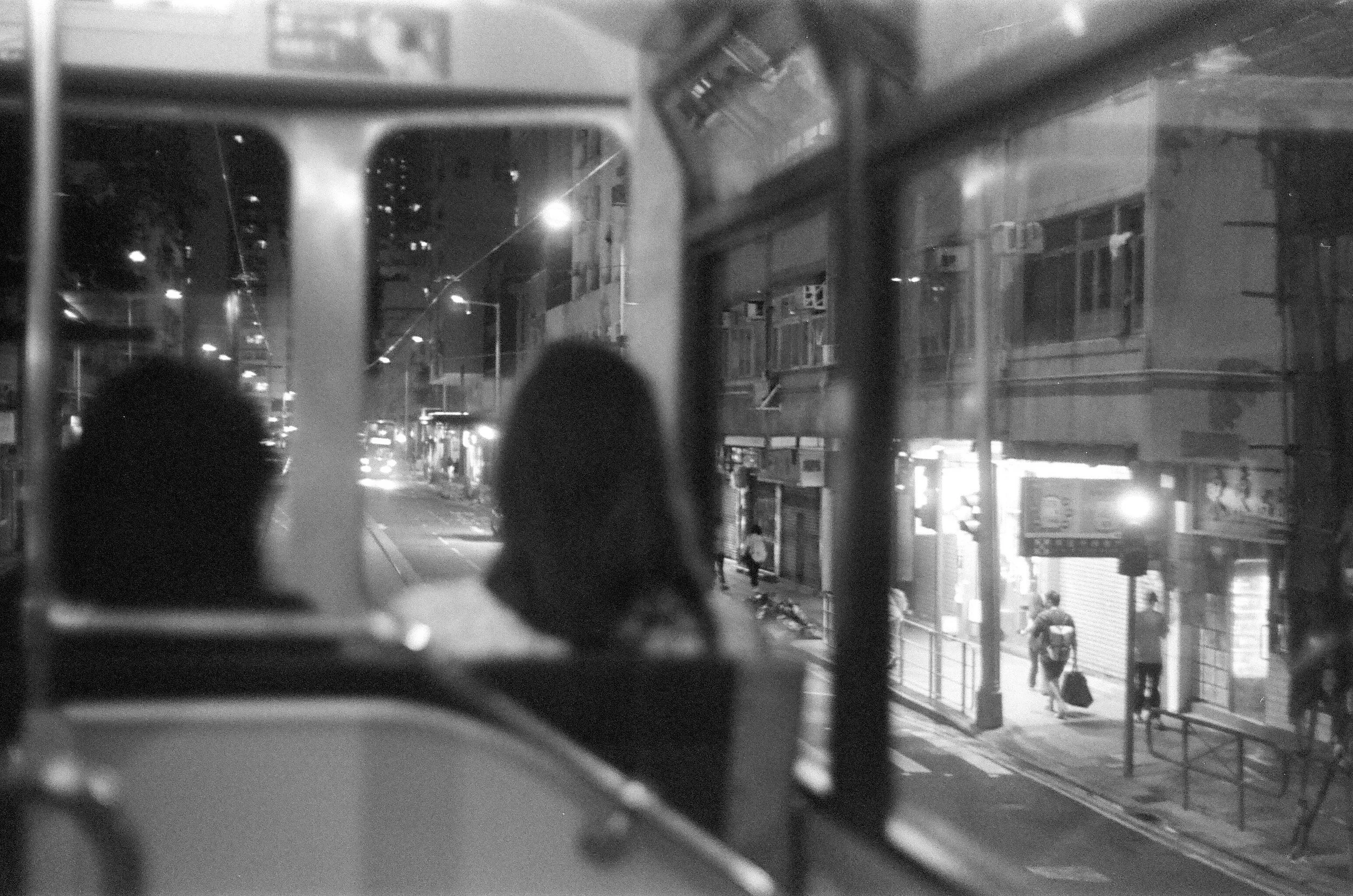 On the top deck of a streetcar, Central, Hong Kong