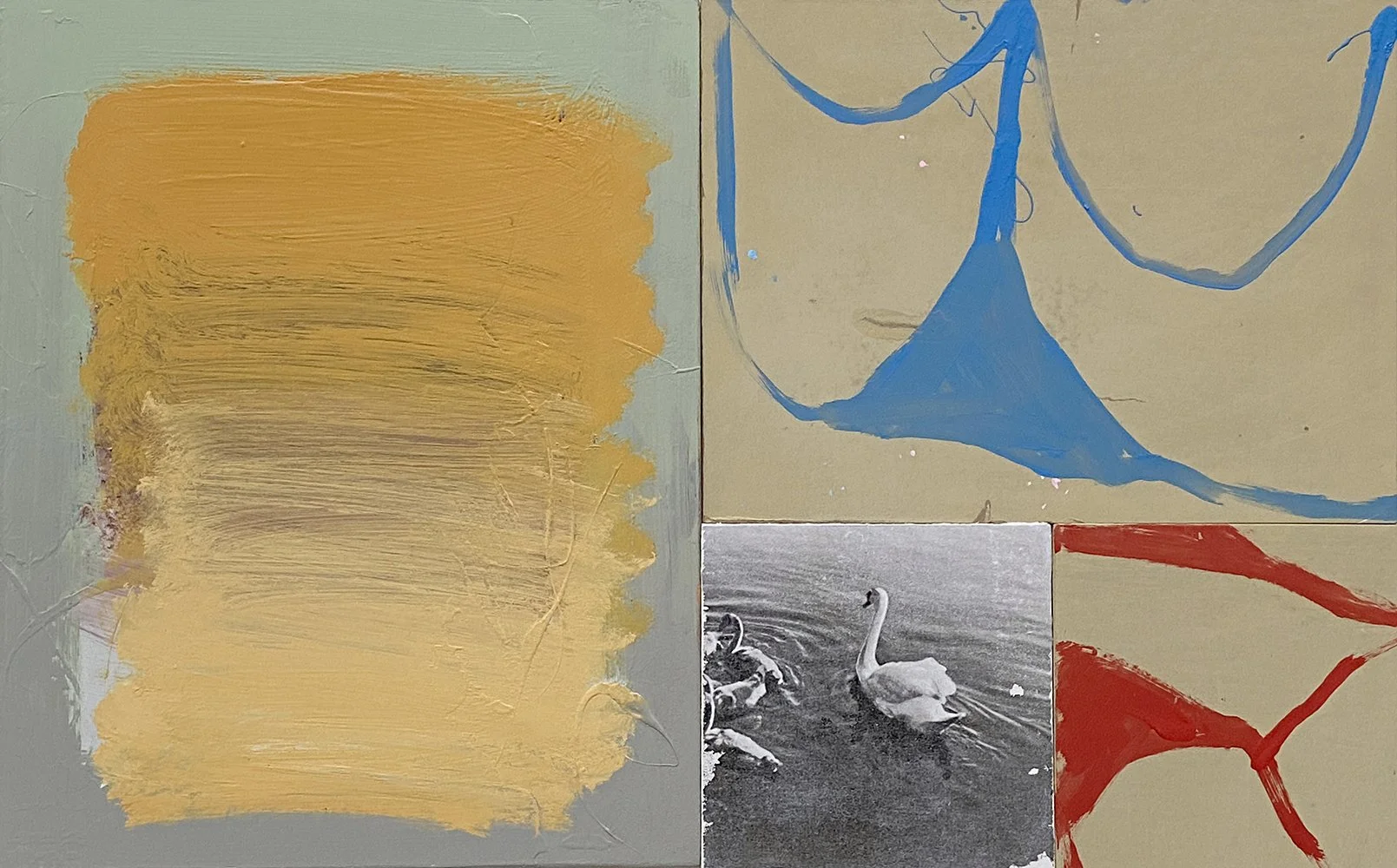 'Nothing Urgent', mixed media on board, 51x81cm, 2026