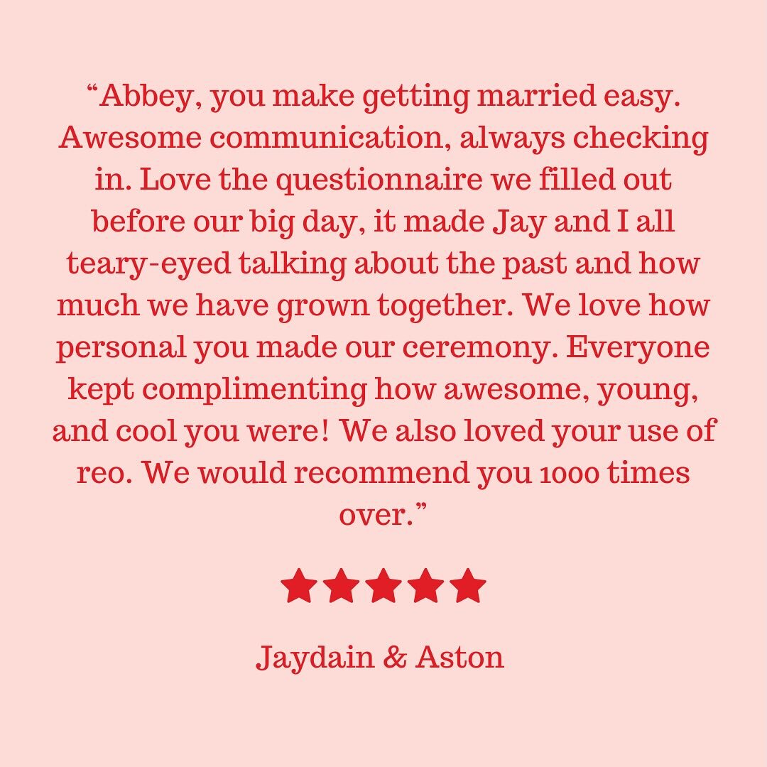 F I V E  S T A R S // Starting my week with the most beautiful feedback from A&amp;J! As if being involved in their special day wasn&rsquo;t fulfilling enough, then to read such kind words has filled my cup right up. It was just so fun to work with A