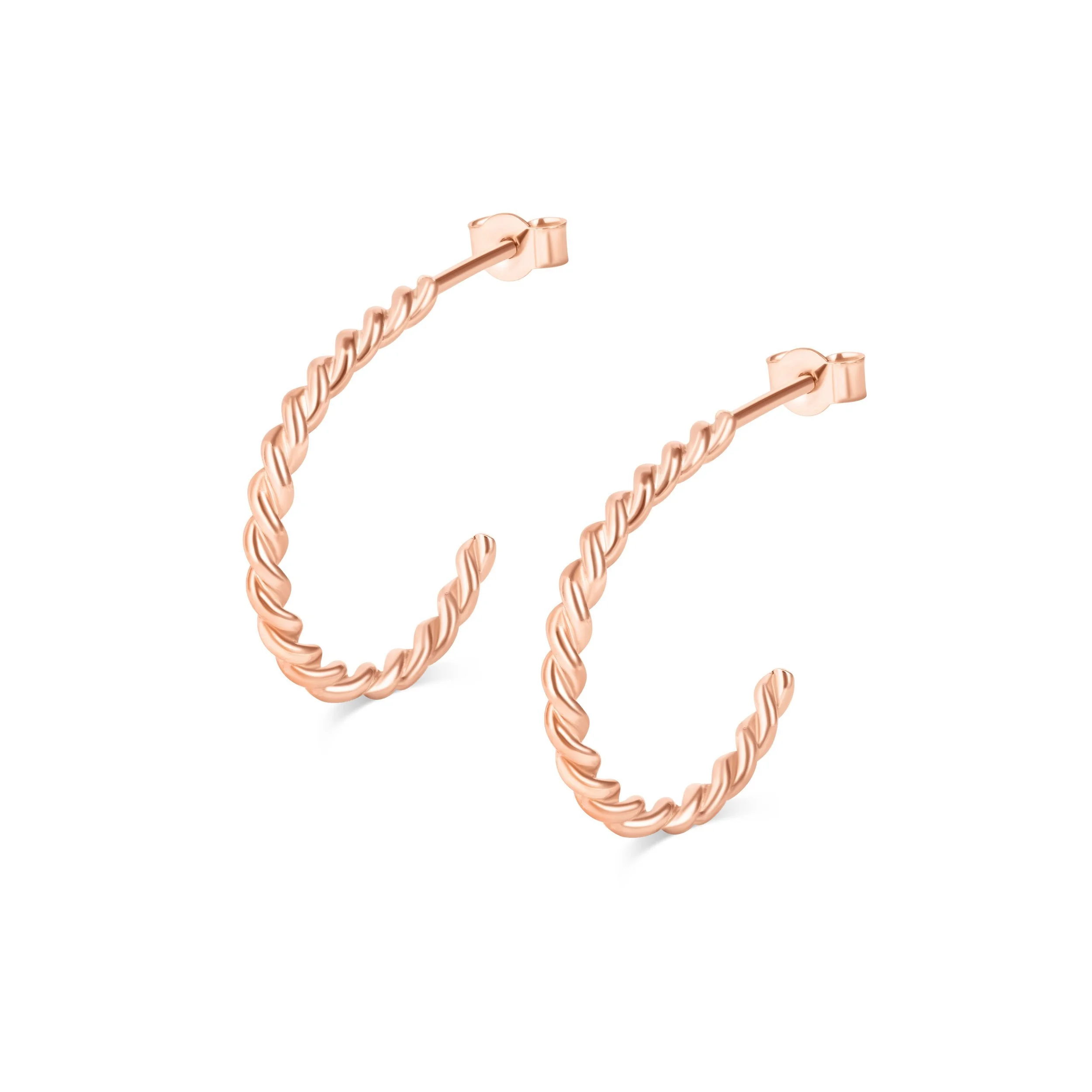 9ct Rose Gold Twisted Hoop Earrings