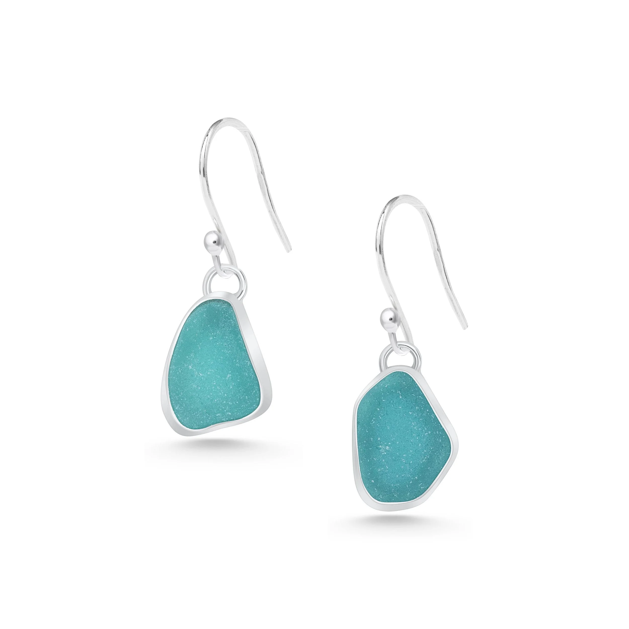 Teal Sea Glass Earrings