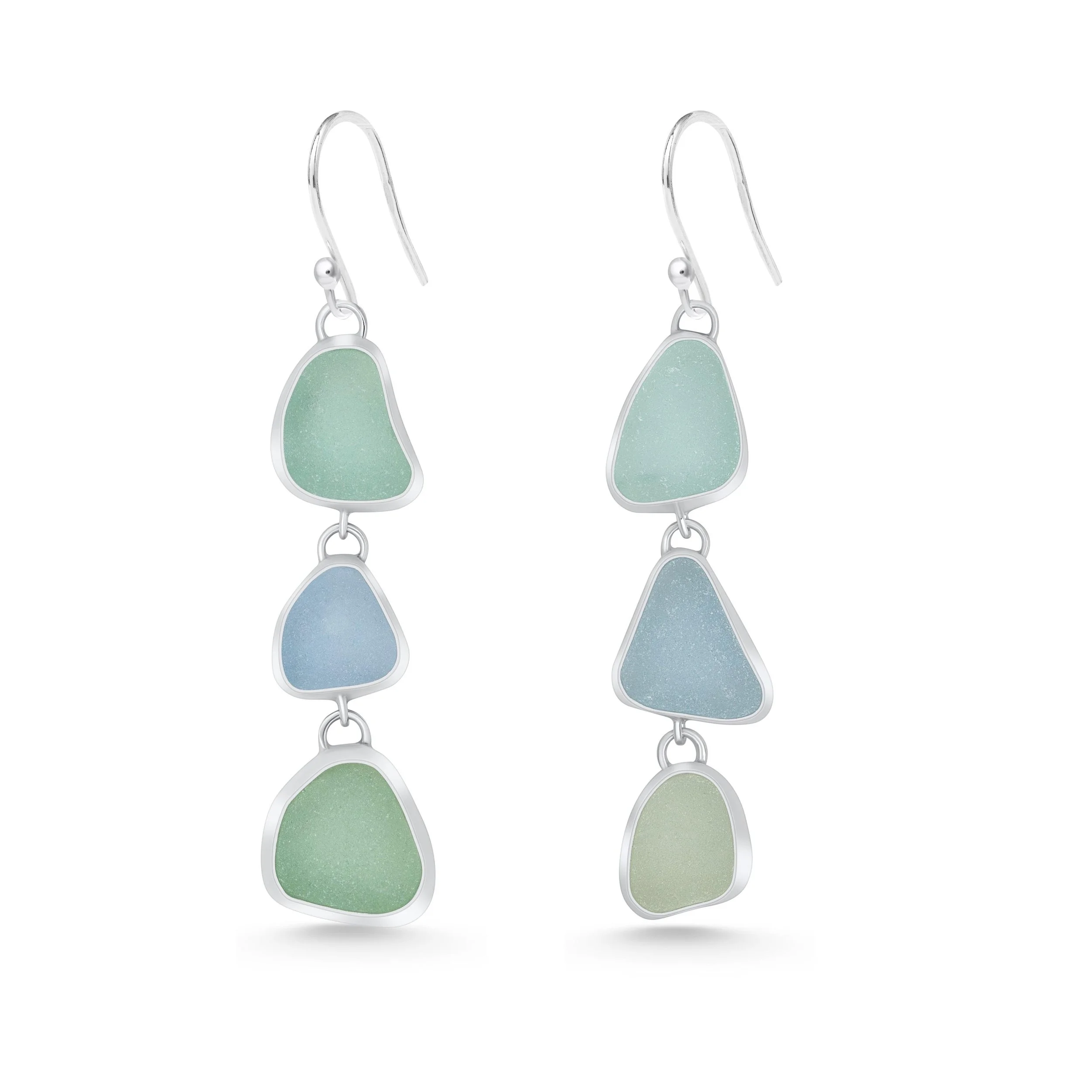 Multi Sea Glass Drop Earrings