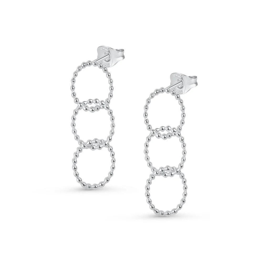 Silver Multi Ring Drop Earrings