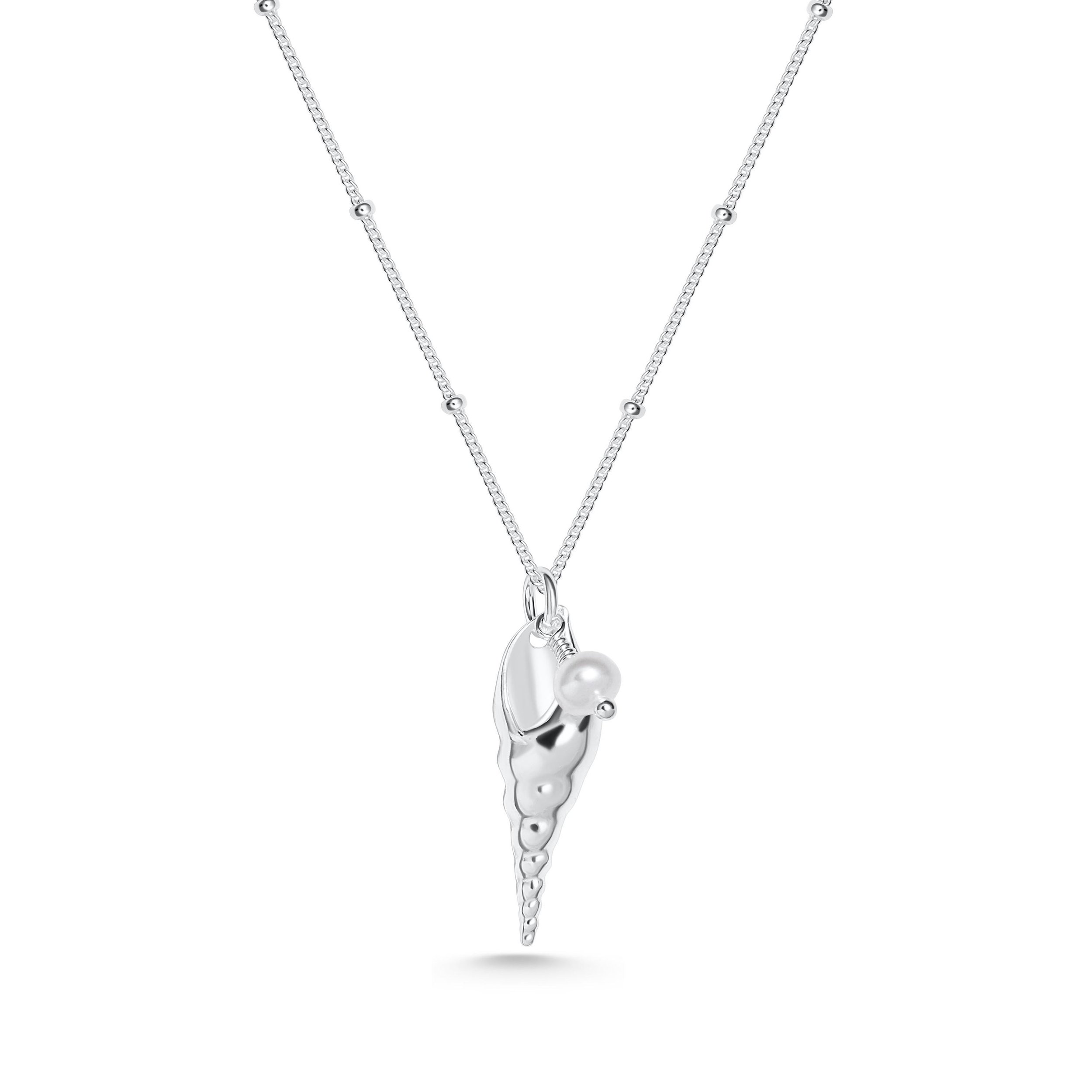 Silver Unicorn Shell & Pearl Necklace