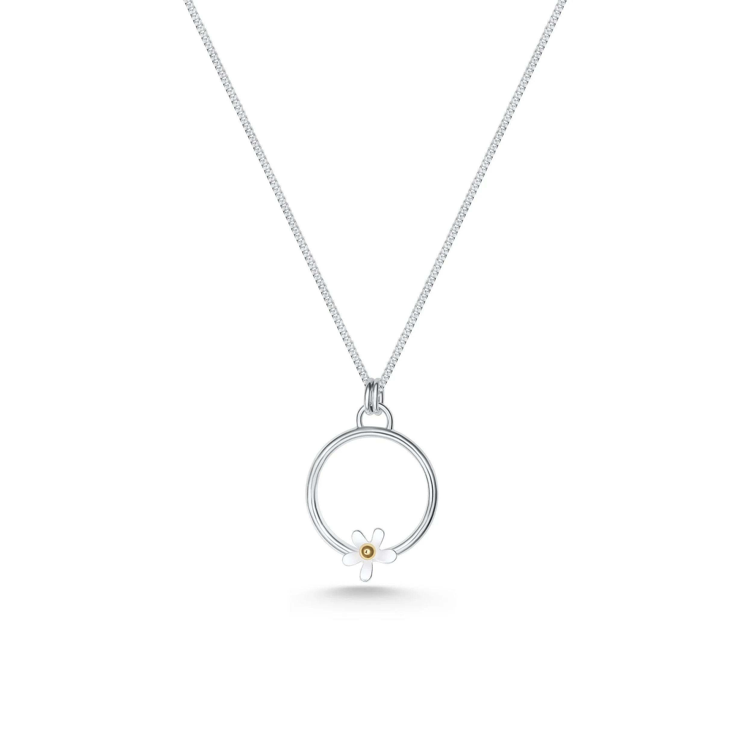 Silver Daisy Hoop Pendant