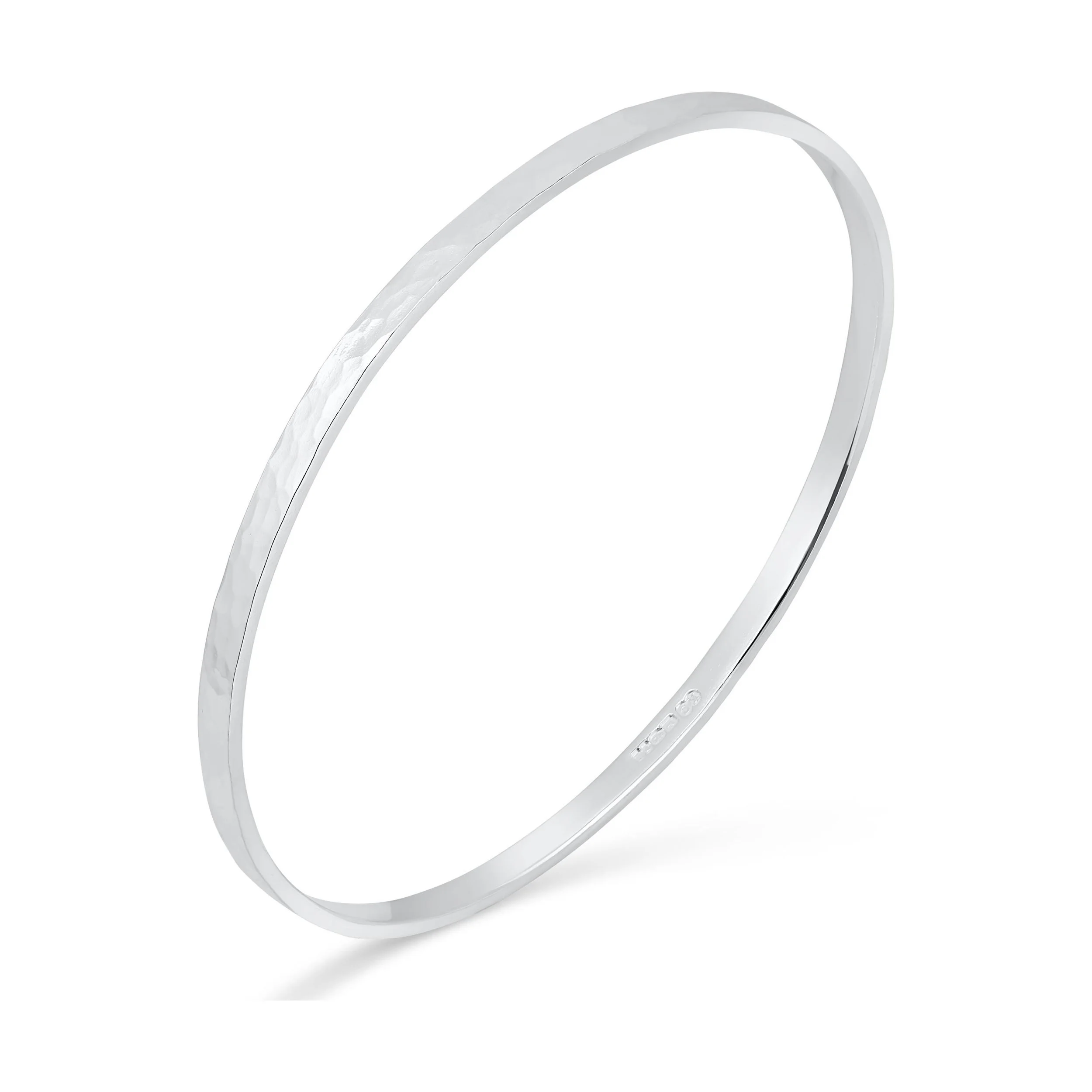 Silver Dimpled Hammered Bangle