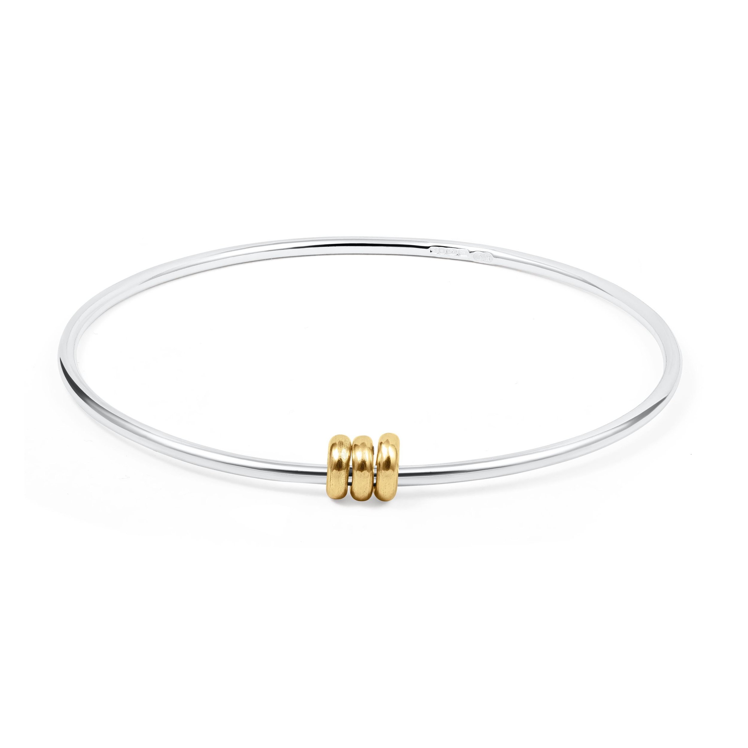 Silver & 9ct Gold Satellite Rings Bangle