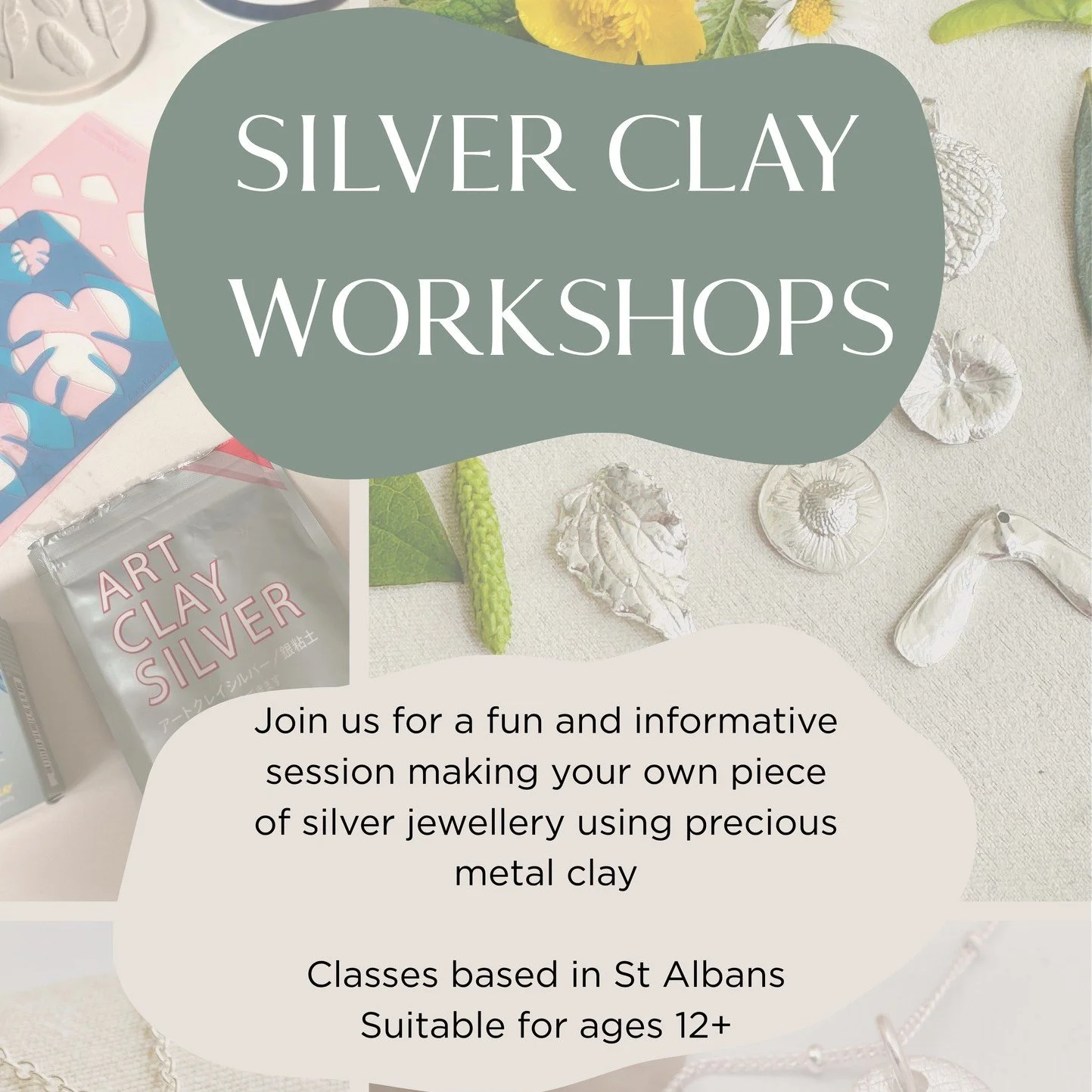 ✨ Ever wanted to make your own silver jewellery? ✨

Join me in St Albans for a relaxed and creative silver clay jewellery workshop where you'll transform soft silver clay into a beautiful piece of solid fine silver jewellery to take home and treasure