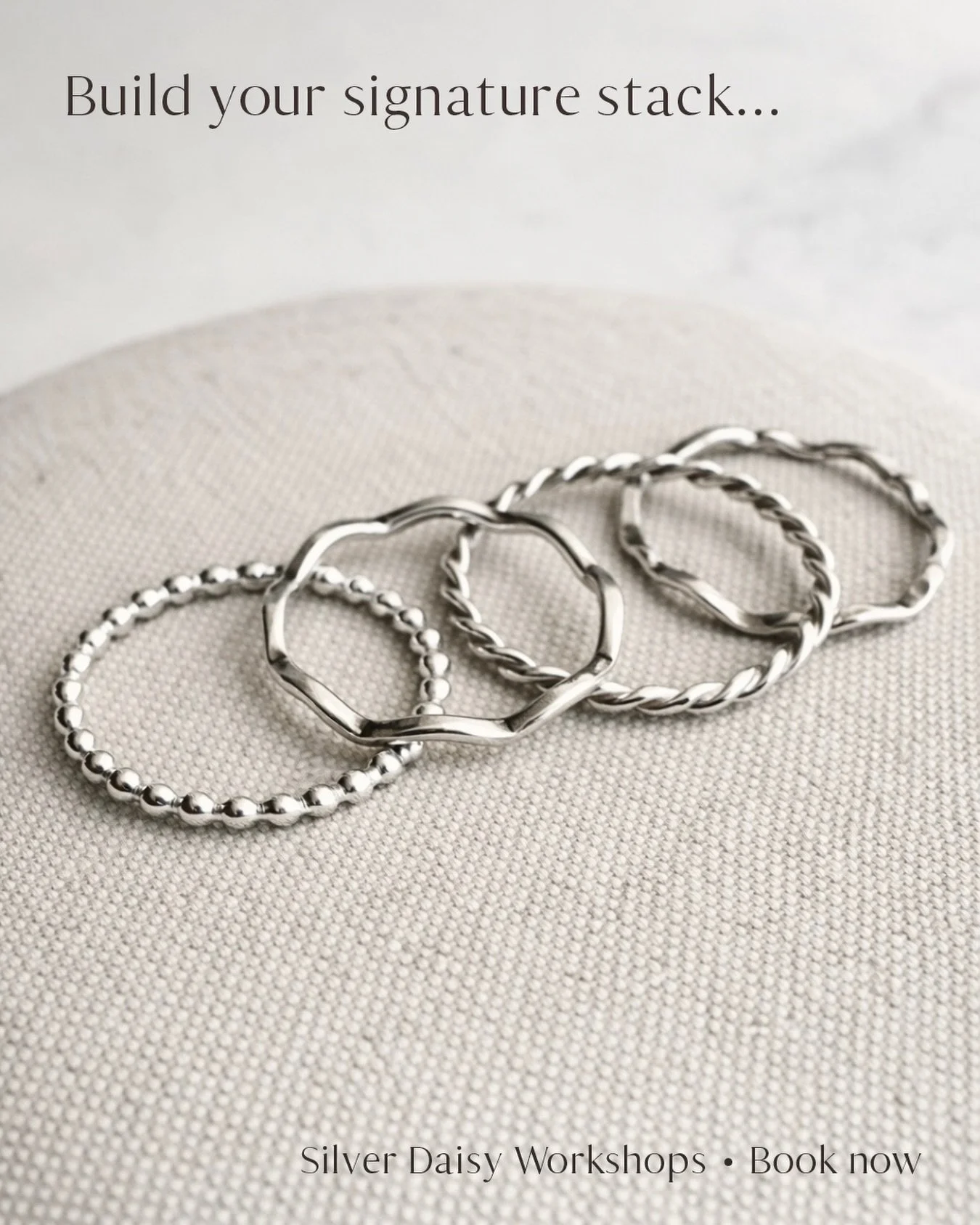 Want to try something new?

Join us for a beginner‑friendly silver‑smithing workshop where you&rsquo;ll create your own personal set of textured sterling silver stacking rings. You&rsquo;ll shape, form and finish up to three rings, choosing your favo