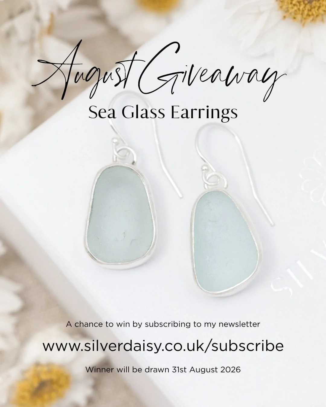 ✨🌊 AUGUST GIVEAWAY 🌊✨

Win a beautiful pair of handmade Sea Glass Earrings from the Silver Daisy Coastal Collection. 💙

Crafted using genuine sea glass collected from UK beaches and set in sterling silver, they're a timeless reminder of the coast 