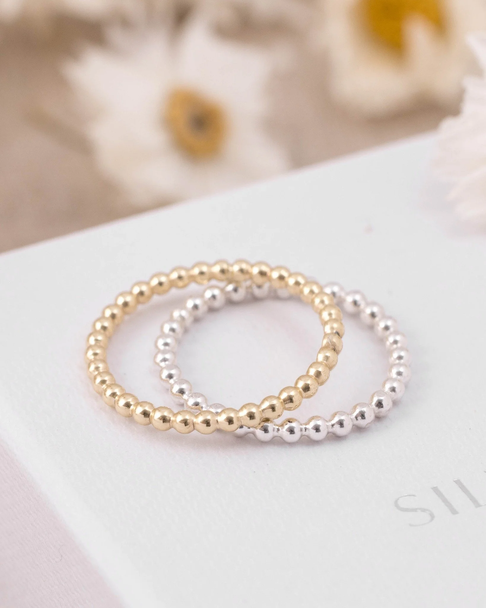 Made for mixing, matching and making your own.

There&rsquo;s something so satisfying about a beautiful stack of delicate rings.

Our Silver &amp; Gold Bobble Stacking Rings feature tiny textured details that catch the light while keeping that simple