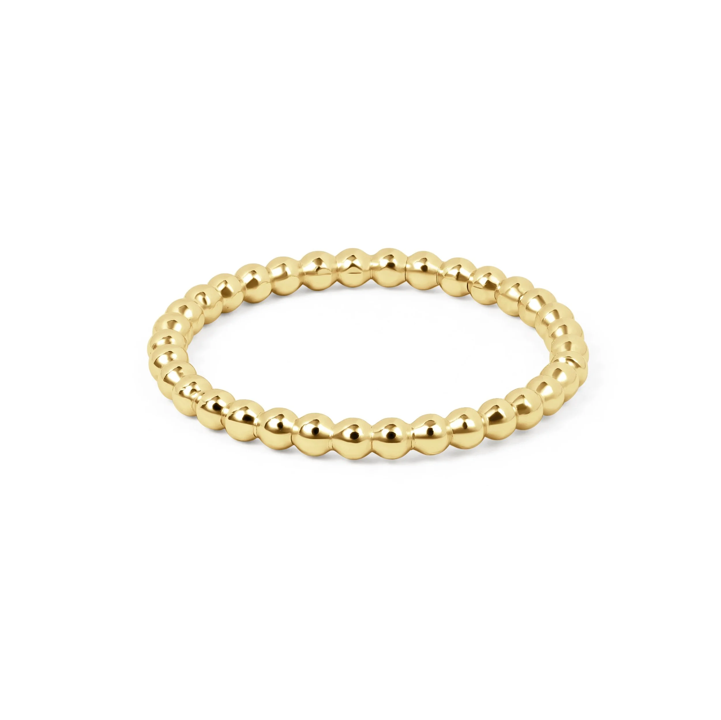 9ct yellow gold stacking ring with a delicate bobble design, featuring a polished finish and slender band for versatile wear.