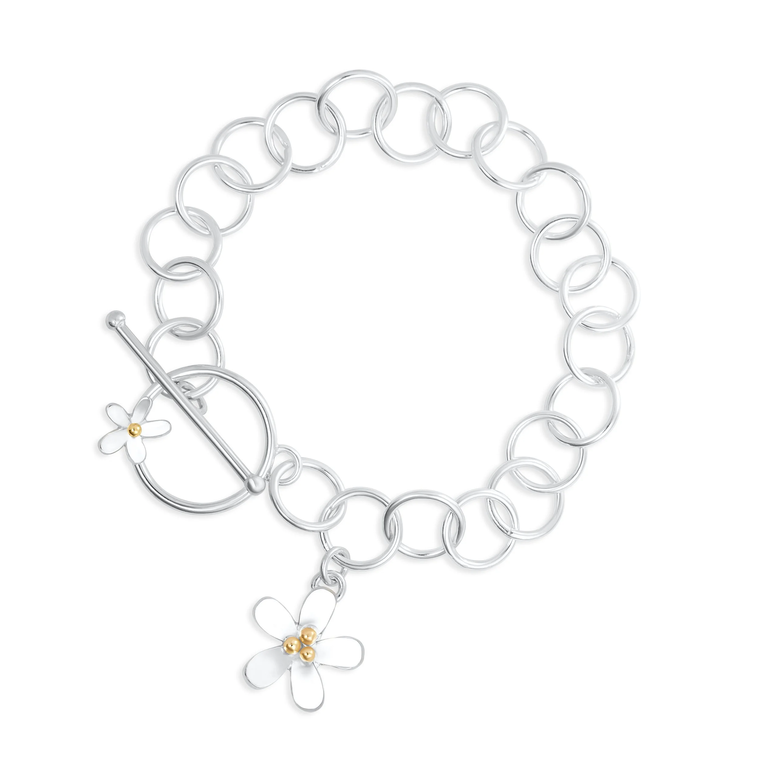 Silver Daisy Toggle Bracelet