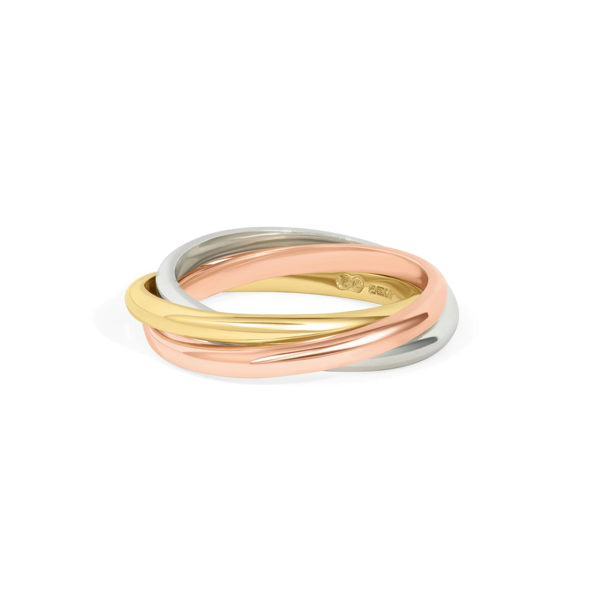 9ct Gold Tri-Colour Trinity Ring