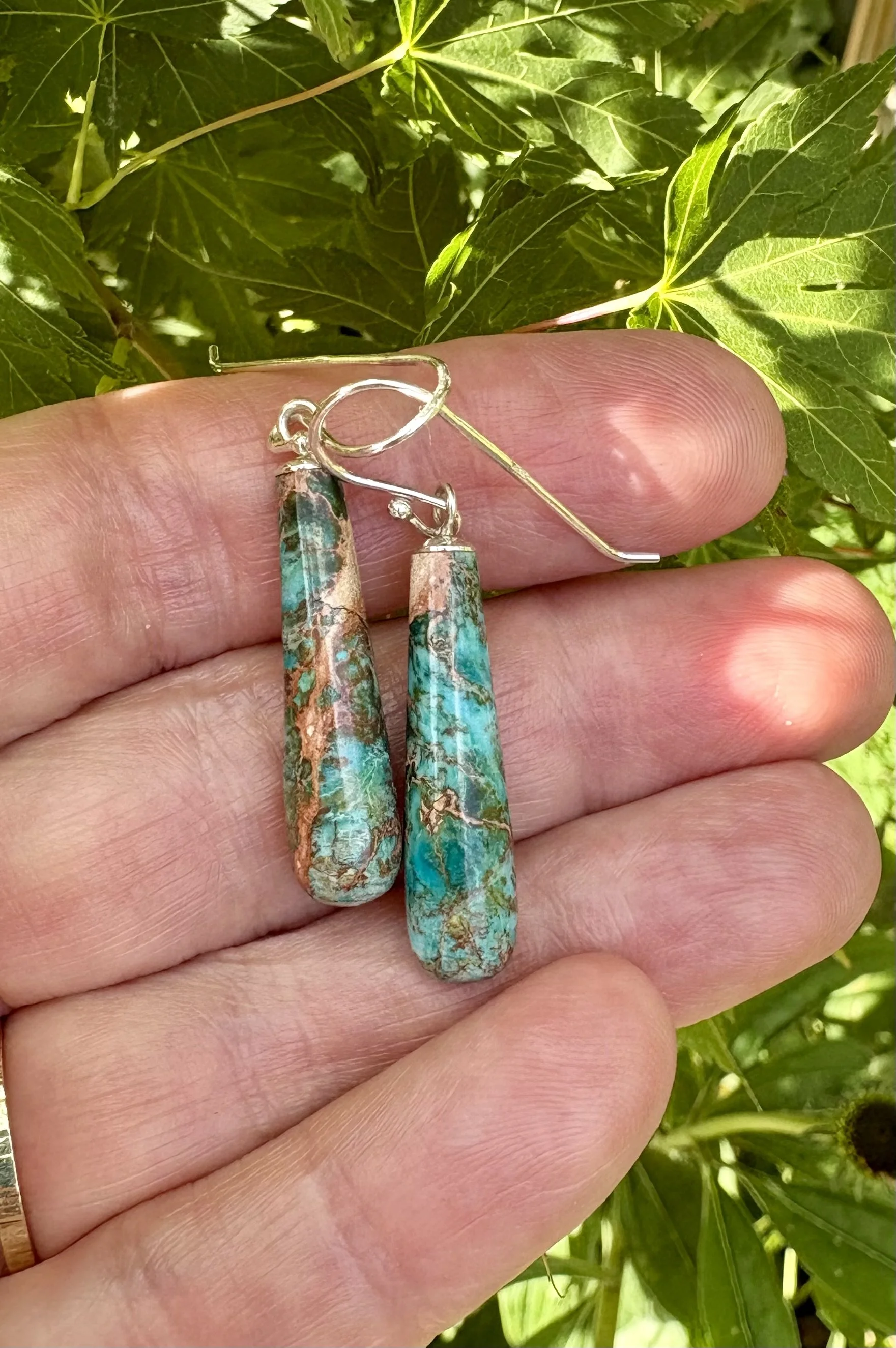 45 euro. Blue Sediment Jaspis. Maat 30 mm. Zilver.