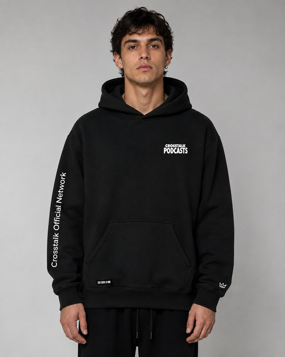Crosstalk Hoodie Black Hoodie Model 1.png