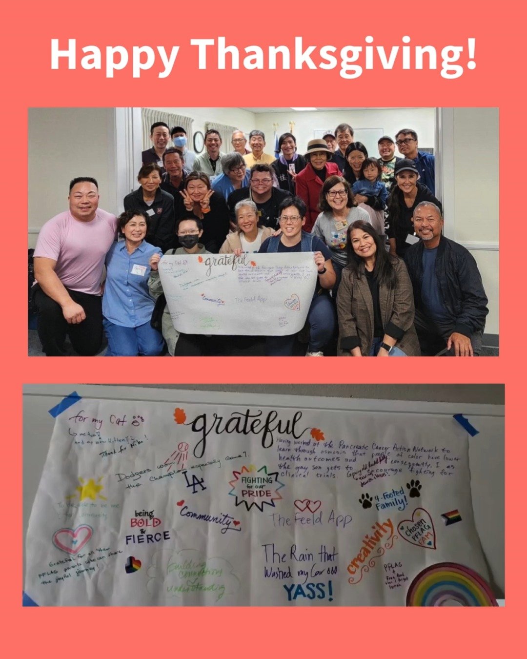 Happy Thanksgiving! May our gathering reflect gratitude, solidarity, and a commitment to justice. 

#pflag #pflagproud #leadingwithlove