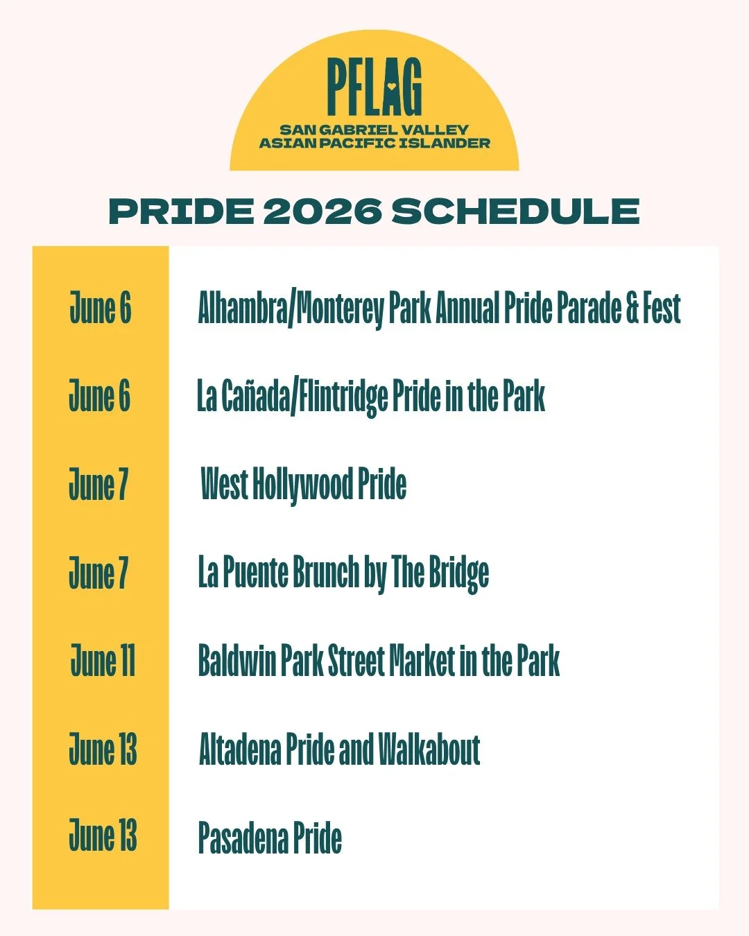 Happy Pride, PFLAG family! We have a jam-packed month of festivities ahead &mdash; parades, tabling events, and more. Stay tuned for details on how to join us!

#pflag #leadingwithlove #pflagproud