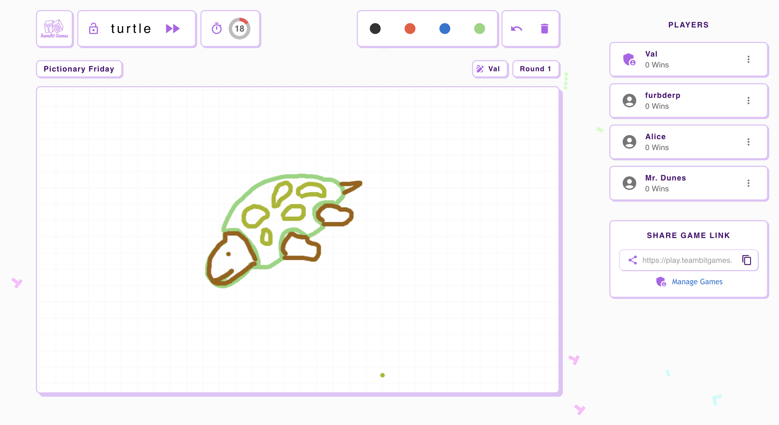 A colorful, hand-drawn illustration of a turtle with a brown head and green shell featuring various patches, on a grid background.