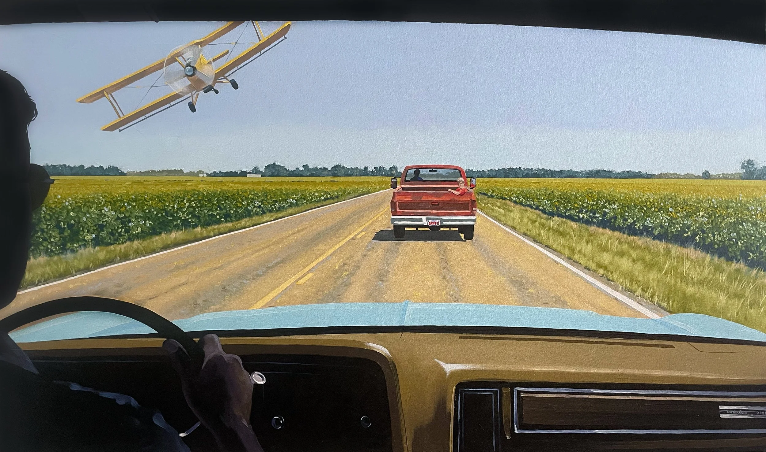 Behind the Wheel of a Large Automobile / 60" x 36", Oil on canvas / Available
