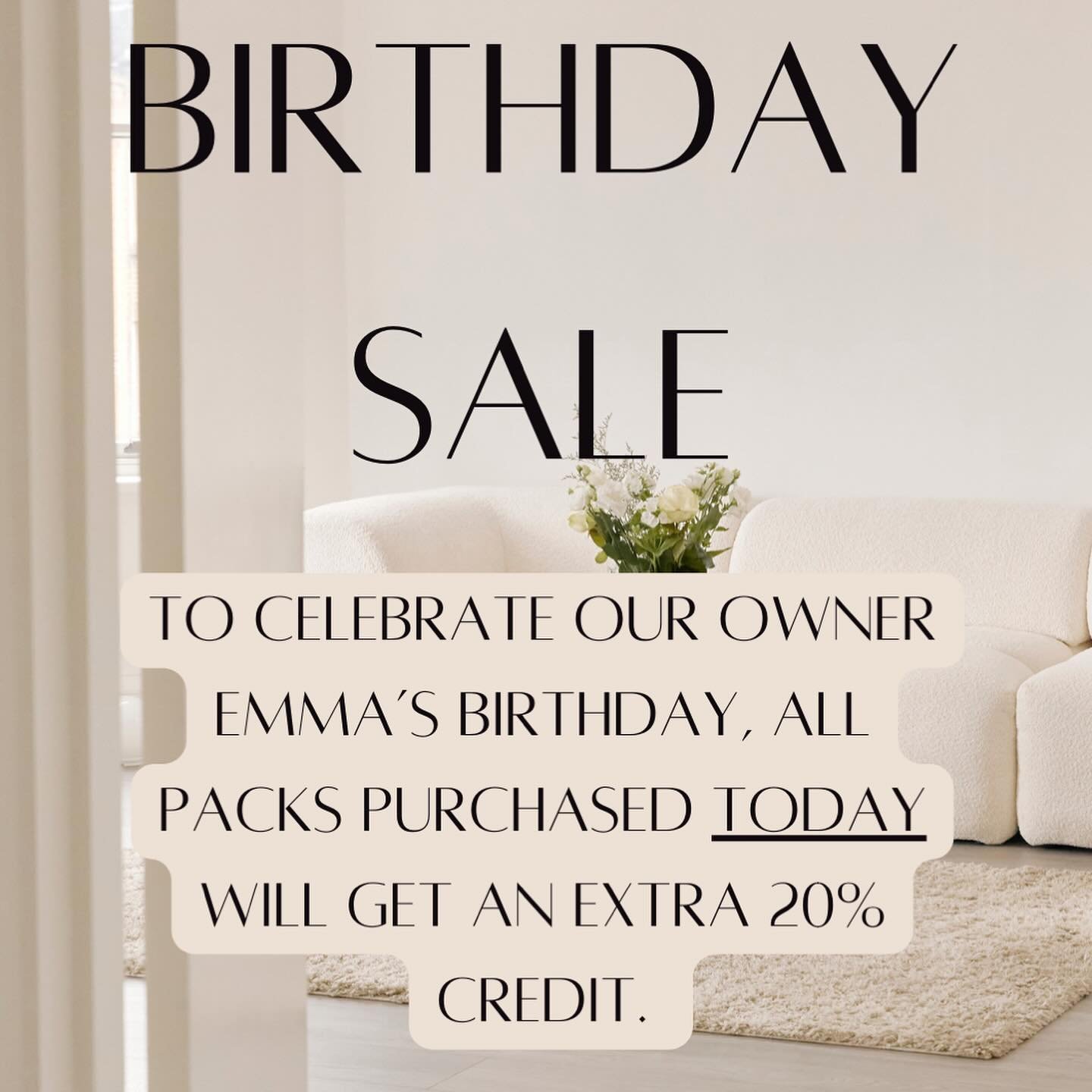 To celebrate @breathebyemma birthday, all packs purchased today will receive an extra 20% credit! Purchase via the link in our story or on our website www.breathestudiolondon.co.uk 🤍🎂